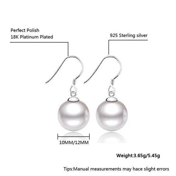 10mm South Sea Shell Pearl S925 Dangle - Picture 2 of 9